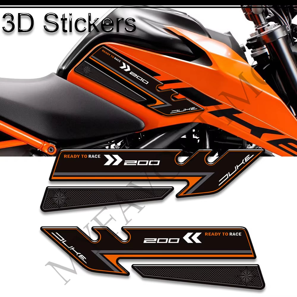KTM Duke 125 200 3D Epoxy Tank Pad Kit 丨 Center and Side Stickers