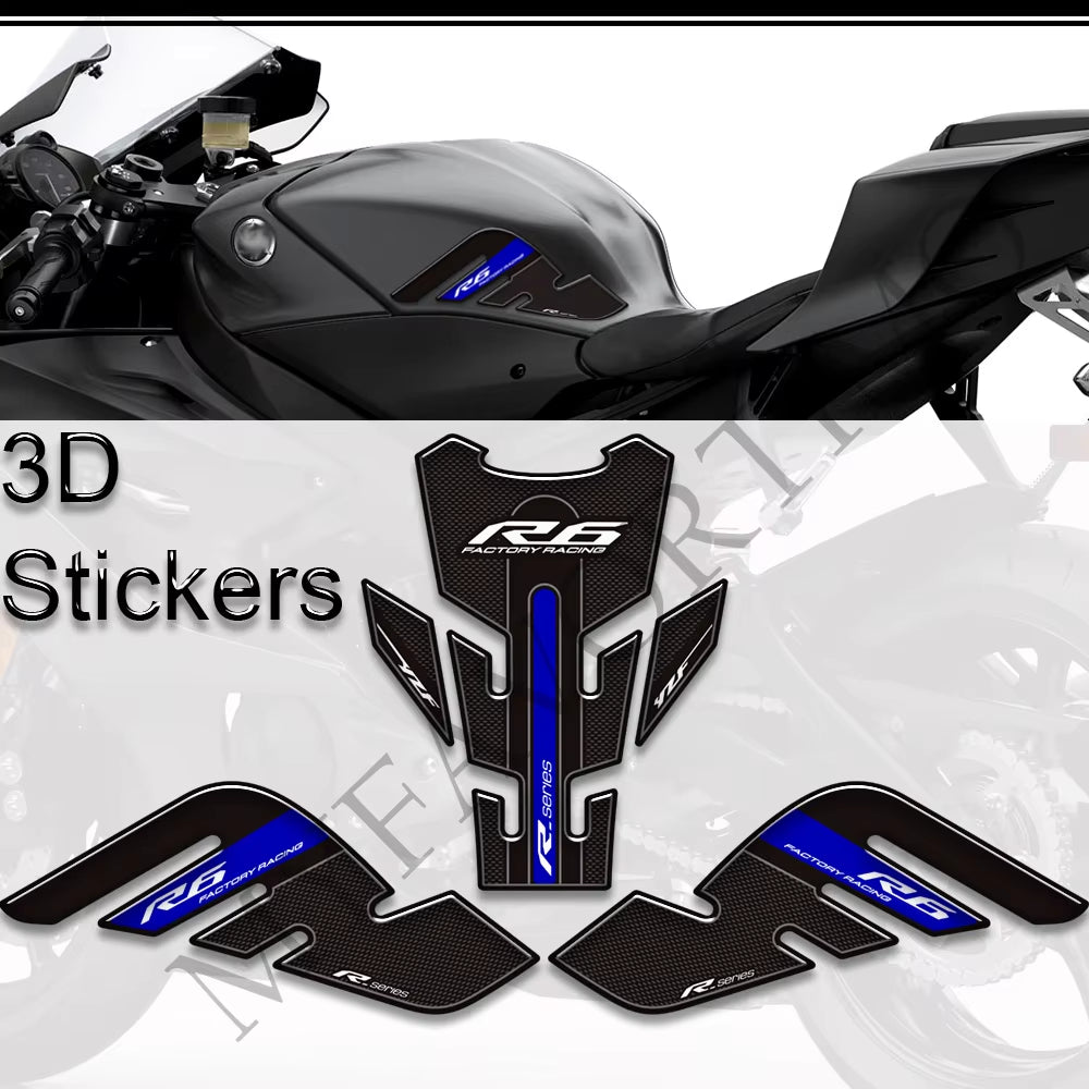 Yamaha YZF-R6 3D Epoxy Tank Decals Kit 2017-2022 丨 Center and Side Stickers