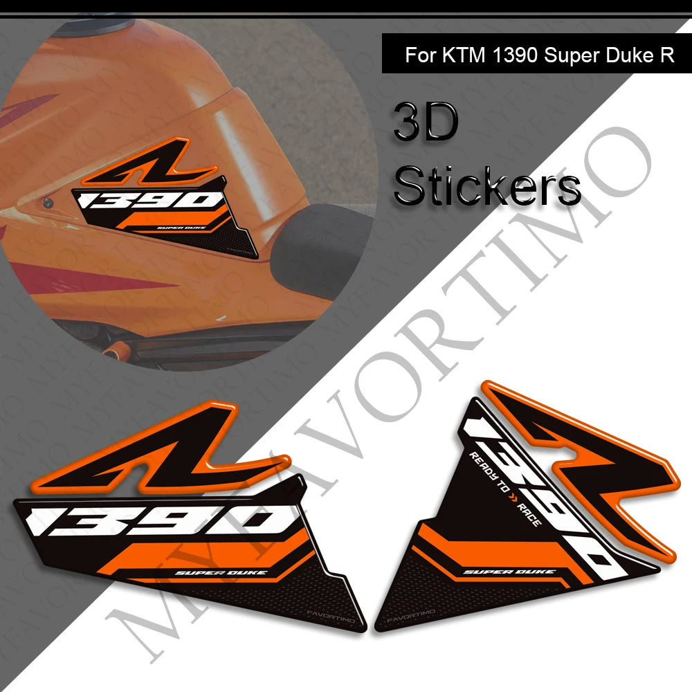 KTM 1390 Super Duke R EVO 2024-2025 | 3D Epoxy Knee Tank Pad & Side Grips Stickers Decals
