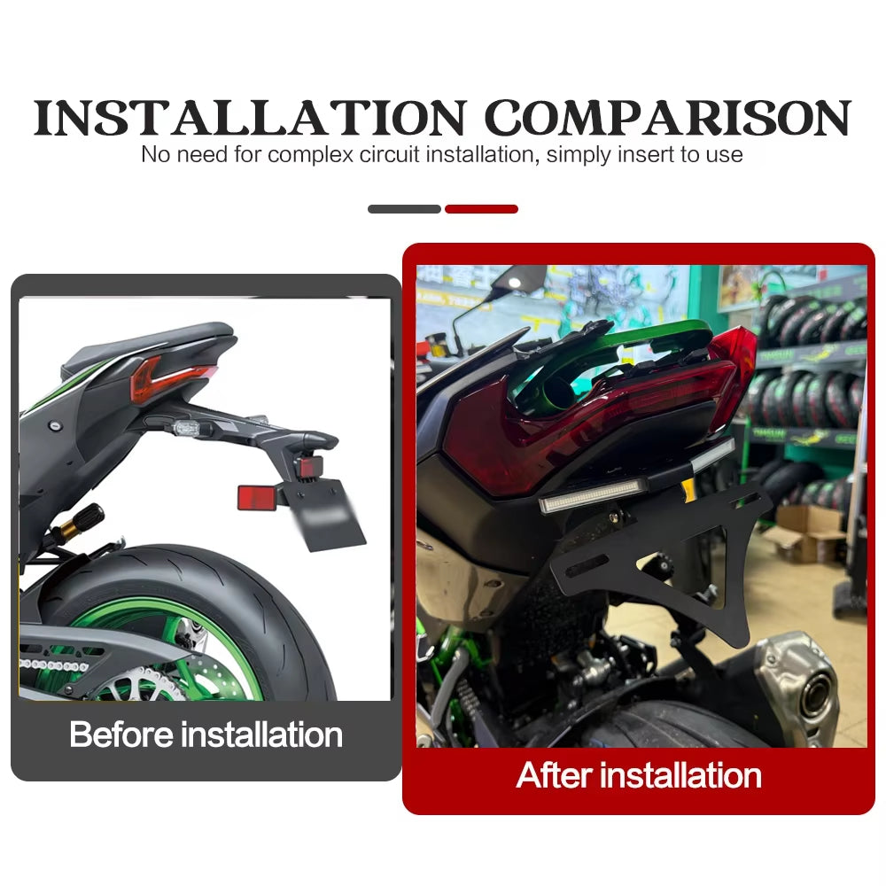 Support de plaque d'immatriculation à LED Kawasaki ZX‑10R ZX‑10RR 2023‑2025