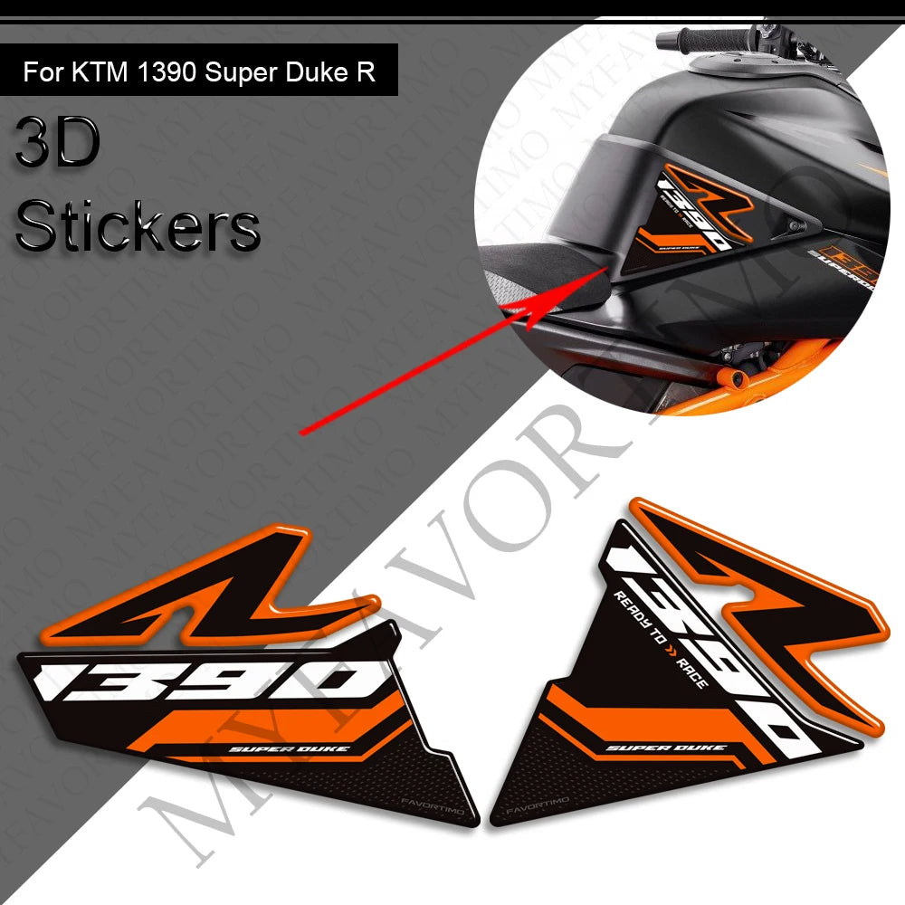 KTM 1390 Super Duke R EVO 2024-2025 | 3D Epoxy Knee Tank Pad & Side Grips Stickers Decals