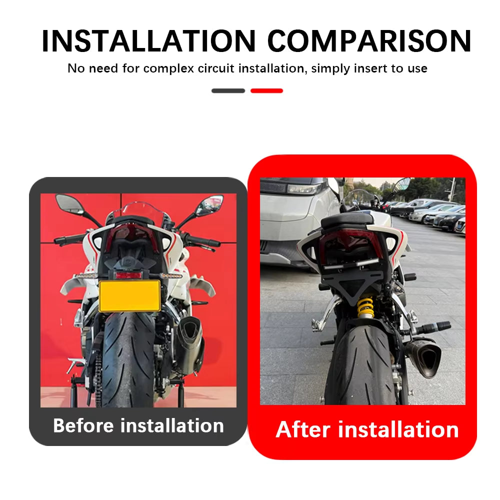 QJMOTOR SRK600RS SRK800RS SRK800RR 2020-2026 | Kit de suppression de bavette avec support de plaque d'immatriculation et éclairage LED