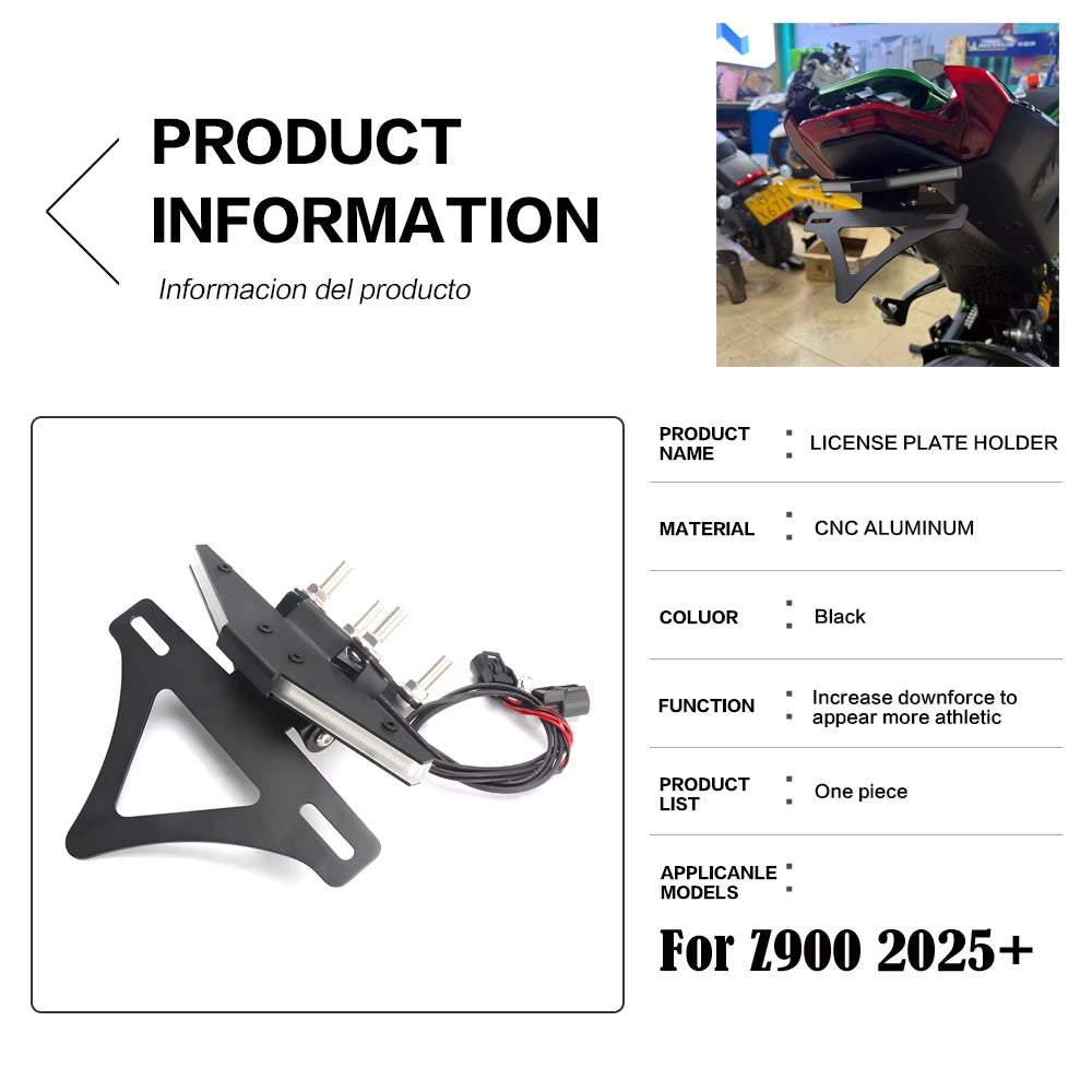 Kawasaki Z900 2025 | Soporte de Matrícula Corto Eliminador de Guardabarros