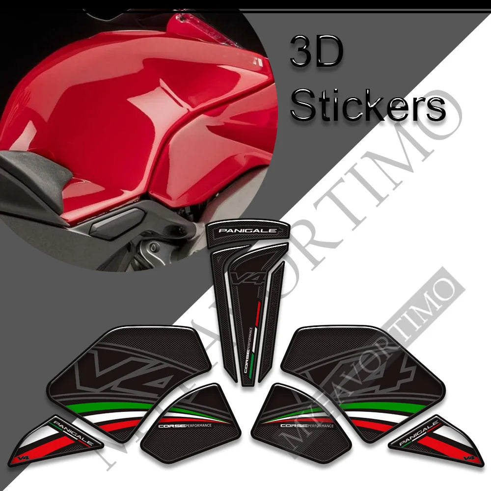 Ducati Panigale V4 V4S V4R SP2 3D Epoxy Tank Pad Kit 丨 Center and Side Stickers