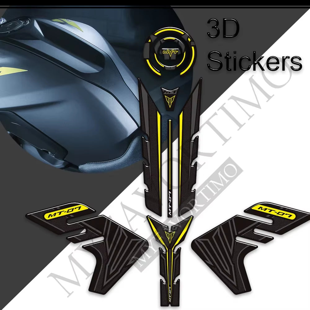 Yamaha MT-07 MT-07 SP 3D Epoxy Tank Decals Kit 2018-2020 丨 Fuel Cap and Side Stickers