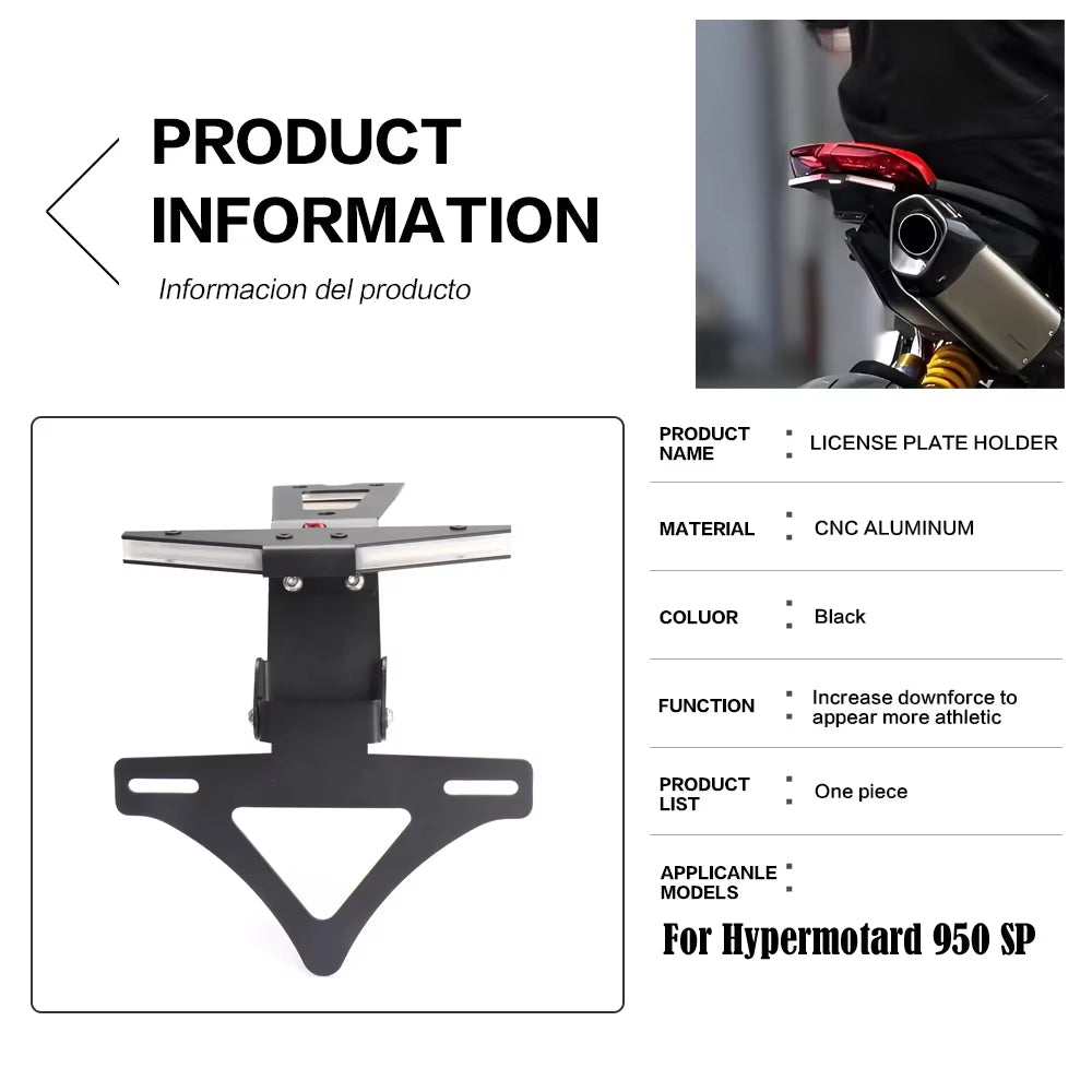 Ducati Hypermotard 950 2018‑2023 | Short Tail Tidy License Plate Holder Fender Eliminator Kit