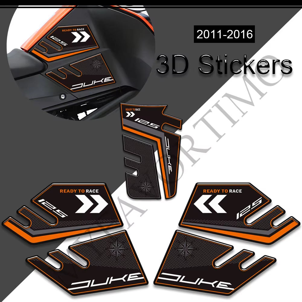 KTM Duke 125 200 3D Epoxy Tank Pad Kit 丨 Center and Side Stickers