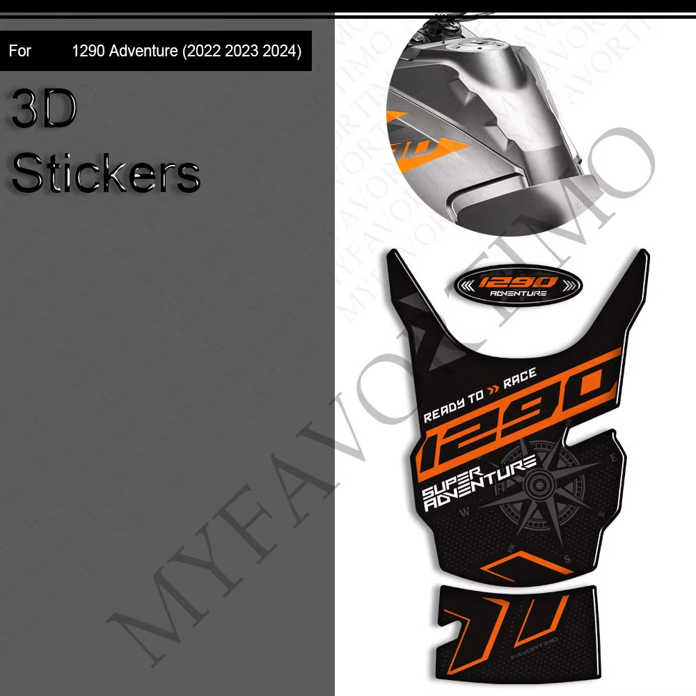 KTM 1290 Super Adventure S R 3D Epoxy Tank Pad Kit 2022-2024 丨 Center and Side Stickers