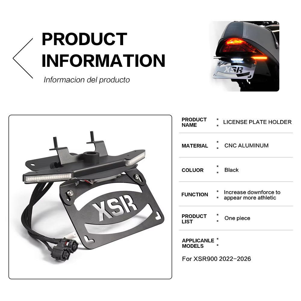 Yamaha XSR‑900 XSR900 2022‑2026 | LED Tail Tidy License Plate Holder Fender Eliminator Kit