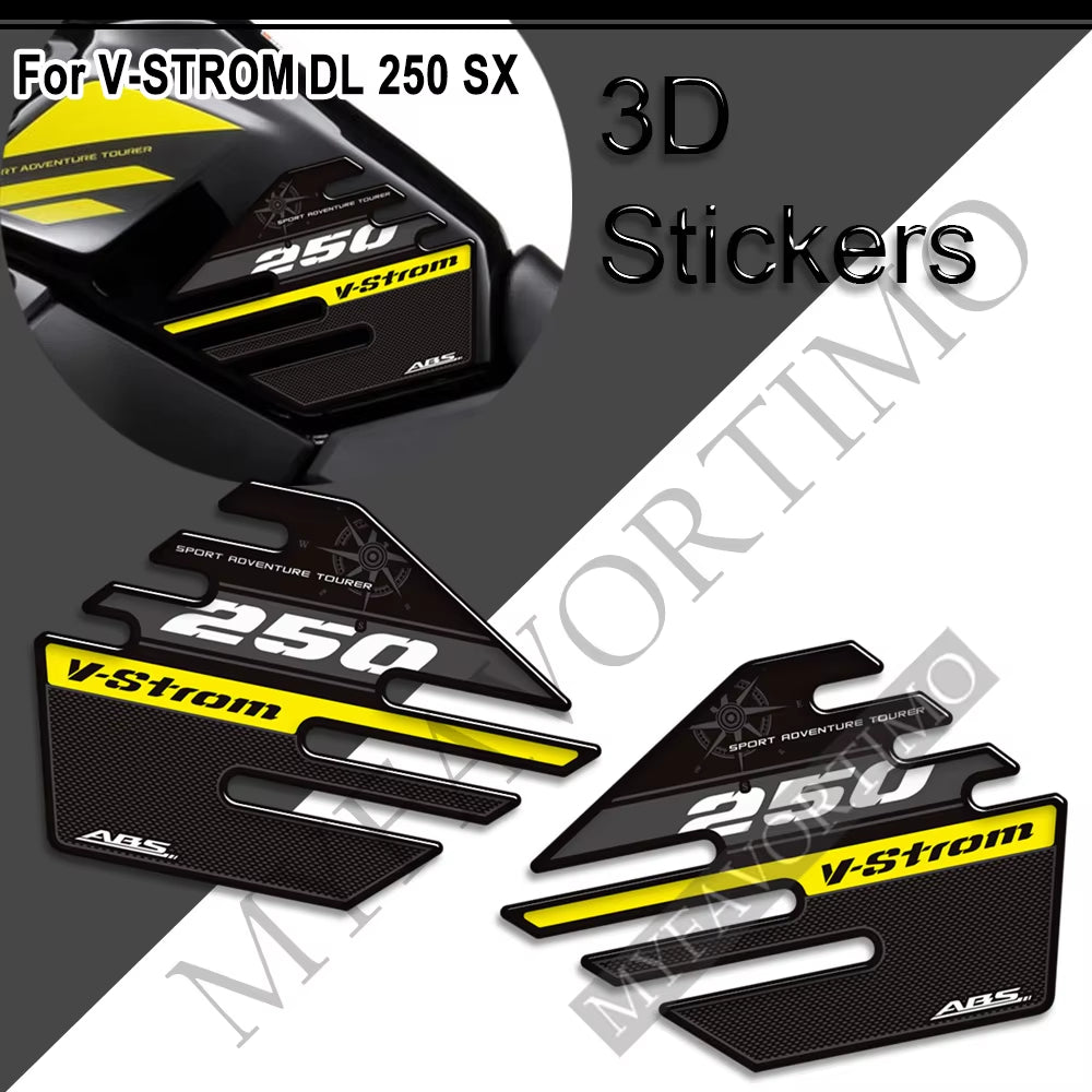 Suzuki V-Strom DL250 SX 3D Epoxy Tank Decals Kit 2022-2025 丨 Center and Side Stickers