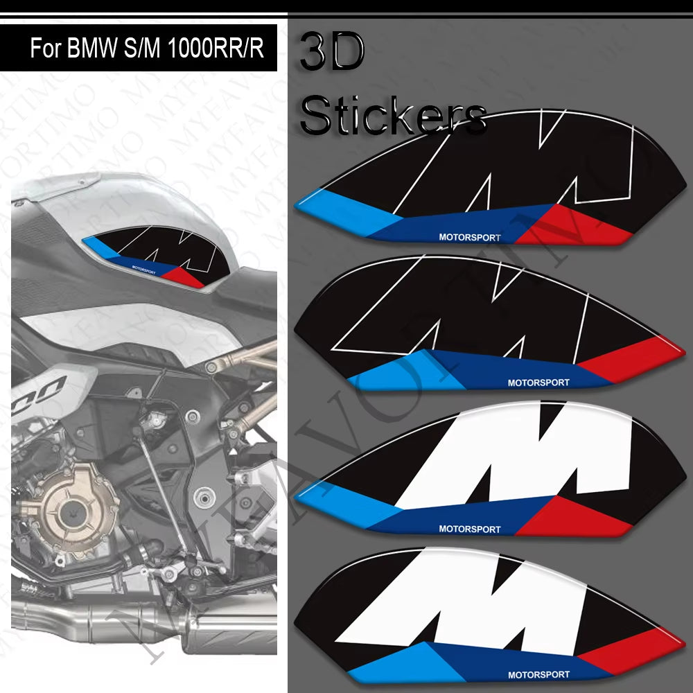 BMW S1000RR S1000R 3D Epoxy Tank Decals Kit 2021-2025 丨 Center Pad and Side Stickers