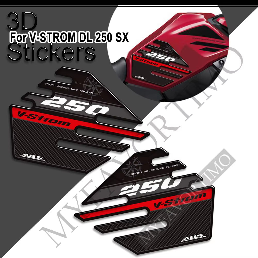 Suzuki V-Strom DL250 SX 3D Epoxy Tank Decals Kit 2022-2025 丨 Center and Side Stickers