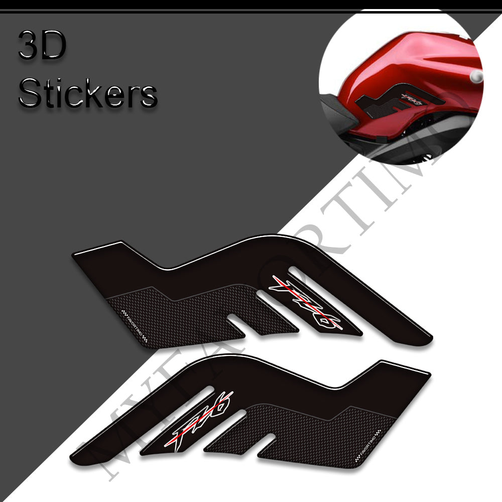 Yamaha FZ6 FZ6N FZ6S Fazer 3D Epoxy Tank Side Decals Kit 2004-2009 丨 Black