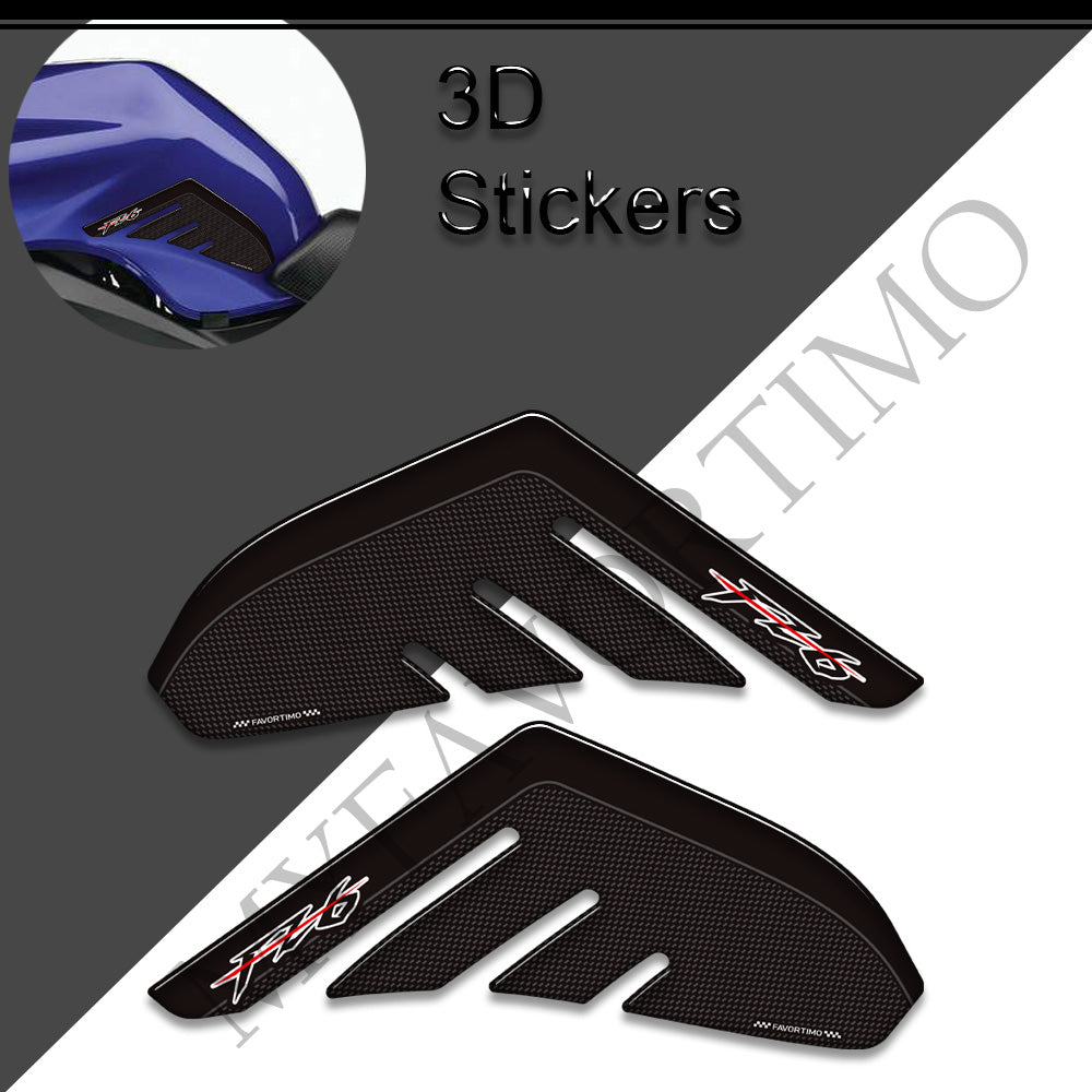 Yamaha FZ6 FZ6N FZ6S Fazer 3D Epoxy Tank Side Decals Kit 2004-2009 丨 Black