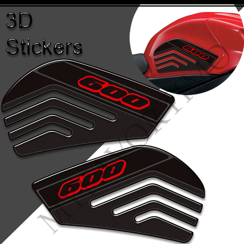 Suzuki GSX-R600 3D Epoxy Tank Side Decals Kit 2011-2026 丨 Black and White
