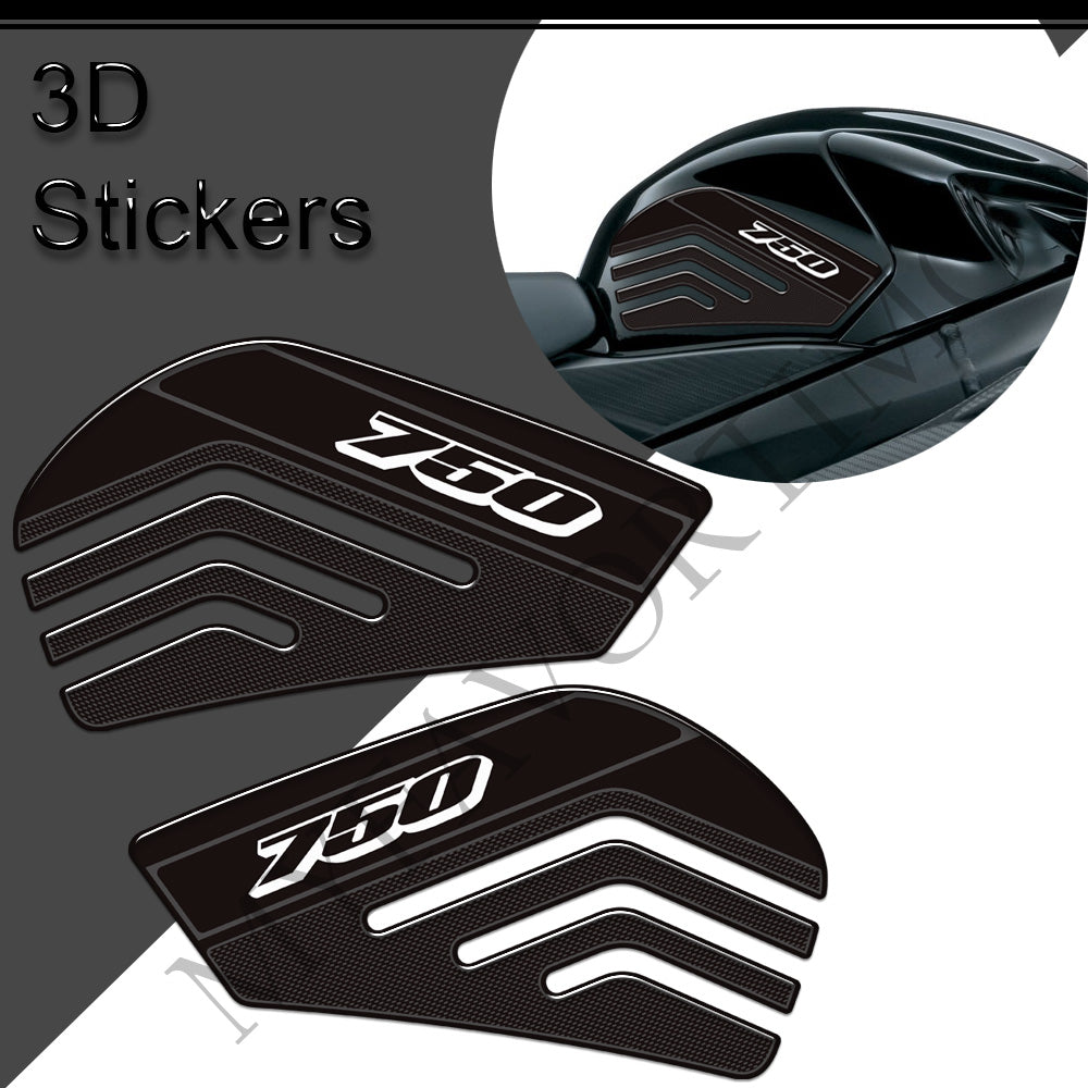 Suzuki GSX-R750 3D Epoxy Tank Side Decals Kit 2011-2026 丨 Black and White