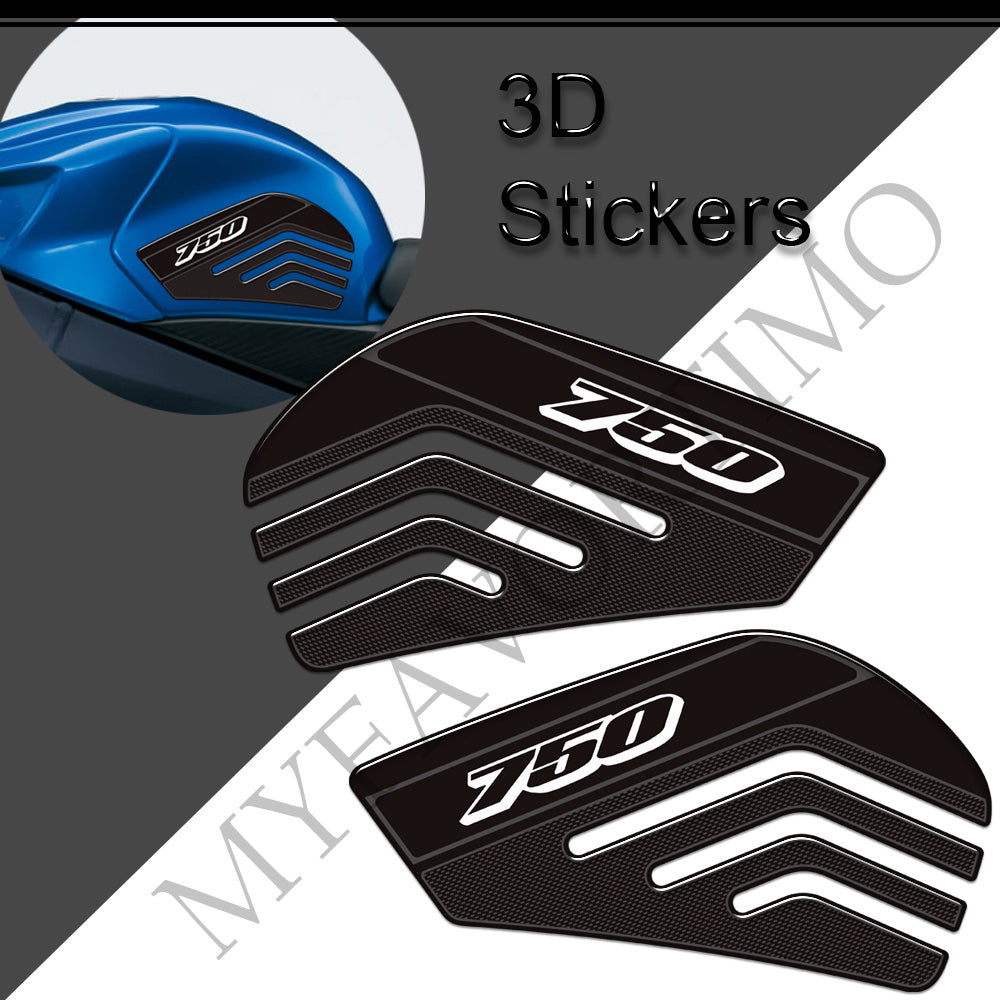 Suzuki GSX-R750 3D Epoxy Tank Side Decals Kit 2011-2026 丨 Black and White