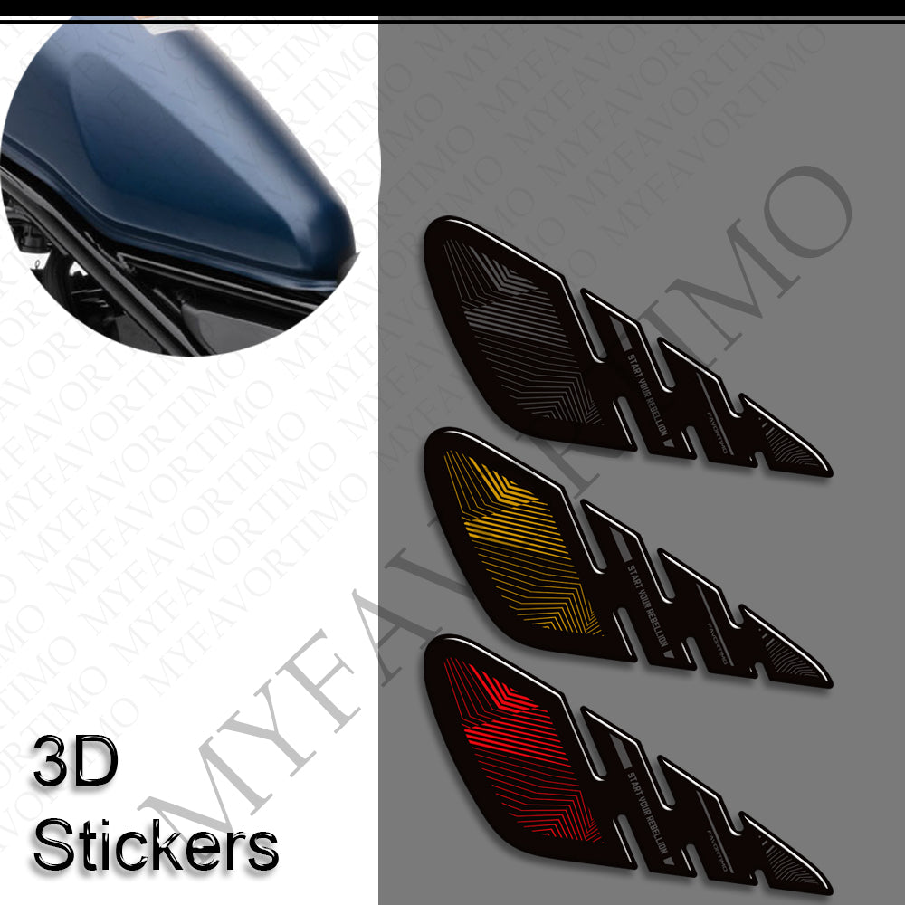 Honda Rebel 250 300 500 3D Epoxy Tank Decals Kit 丨 Fuel Cap and Side Stickers