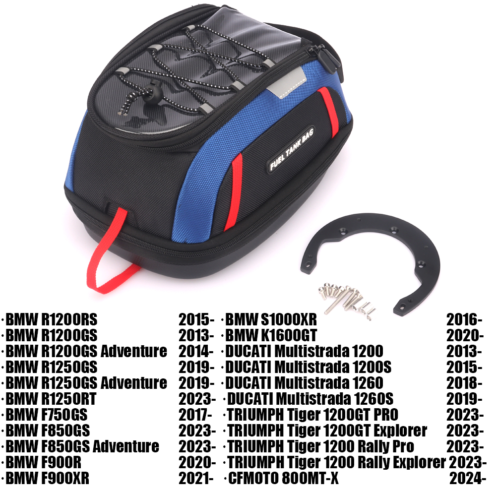 Motorcycle 4.5L Waterproof Tank Bag | Fuel Tank Luggage with Adapter Ring For Honda / BMW / Ducati / Triumph / CFMOTO