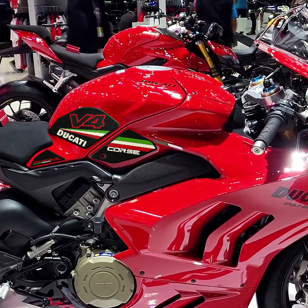 Ducati Panigale V4 V4S V4R V4SP2 Rubber Anti-Slip Tank Pad Kit 2022+ 丨 Center Pad and Side Grips