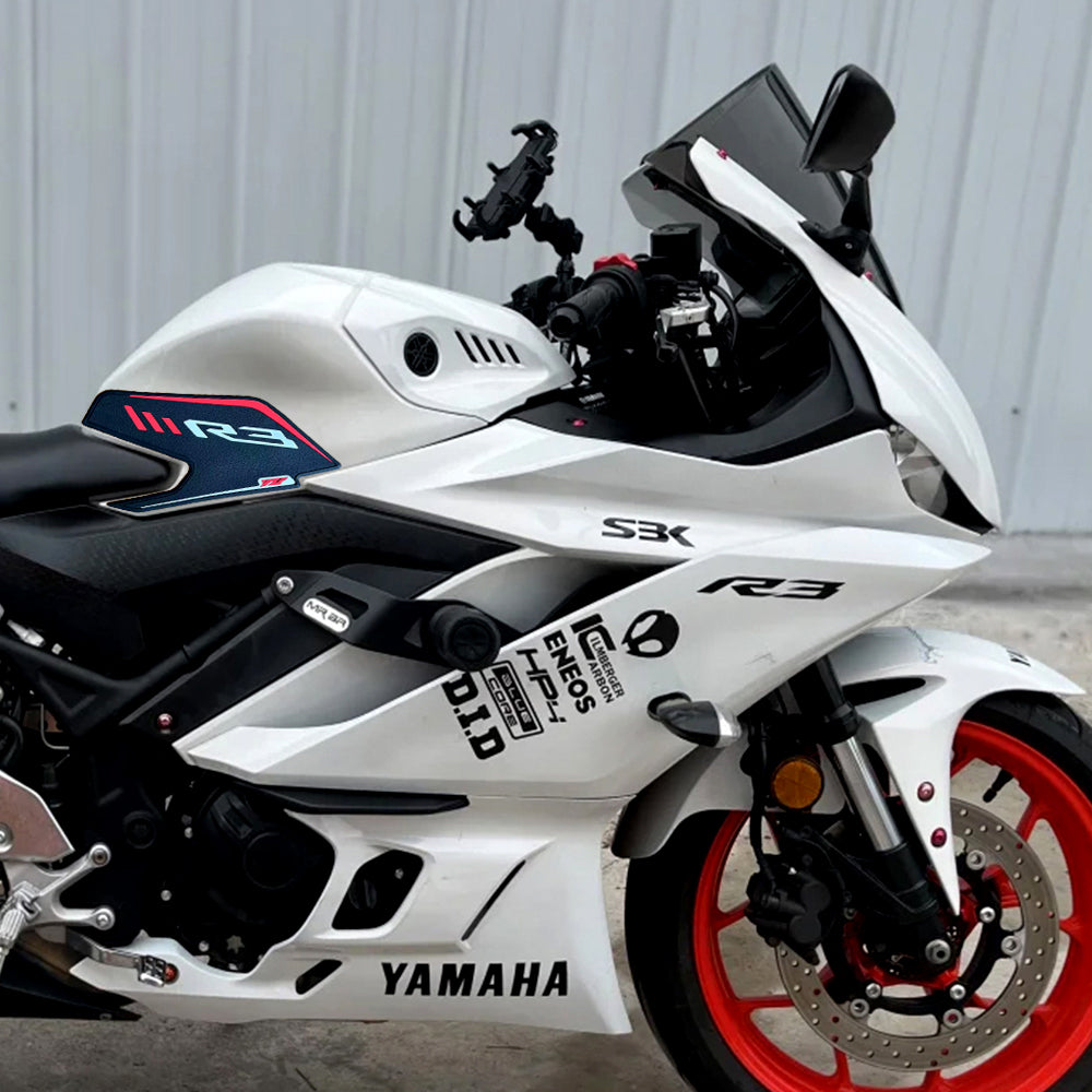 Yamaha YZF-R3 Rubber Anti-Slip Tank Pad Kit 2019-2024 丨 Center Pad and Side Grips