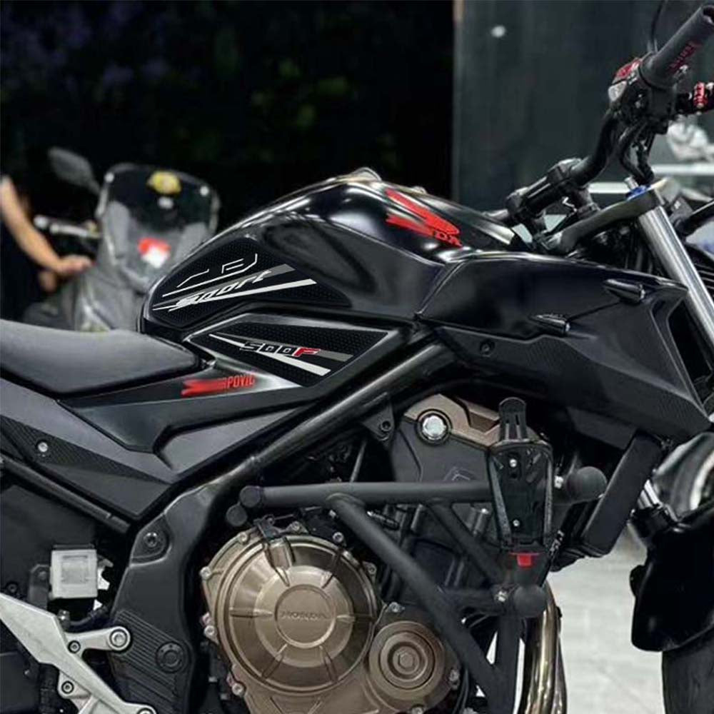Honda CB400F CB500F Rubber Anti-Slip Tank Pad Kit 2019-2023 丨 Center Pad and Side Grips