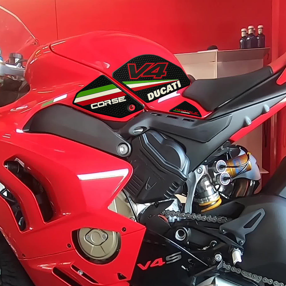 Ducati Panigale V4 V4S V4R V4SP2 Rubber Anti-Slip Tank Pad Kit 2022+ 丨 Center Pad and Side Grips
