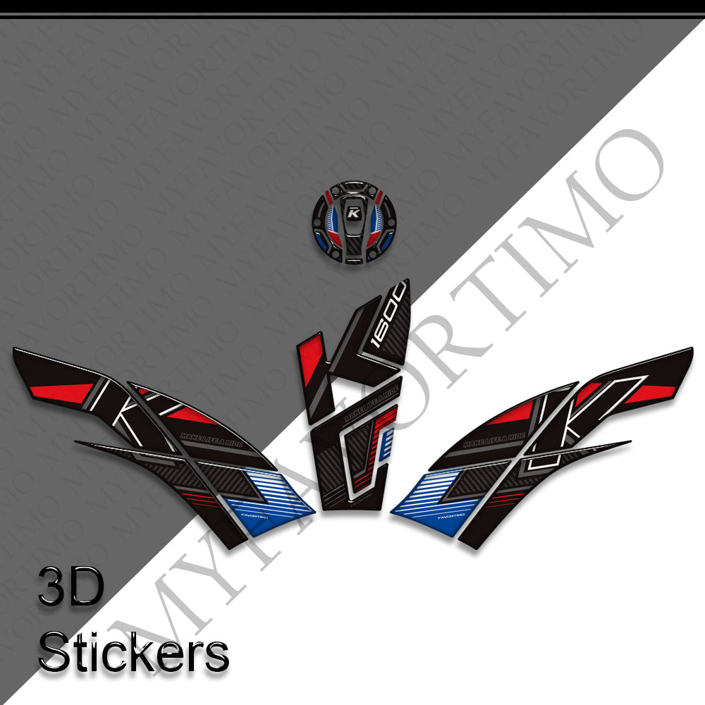 BMW K1600B / K1600GT / K1600GTL | 3D Epoxy Knee Tank Pad & Cap Stickers Decals