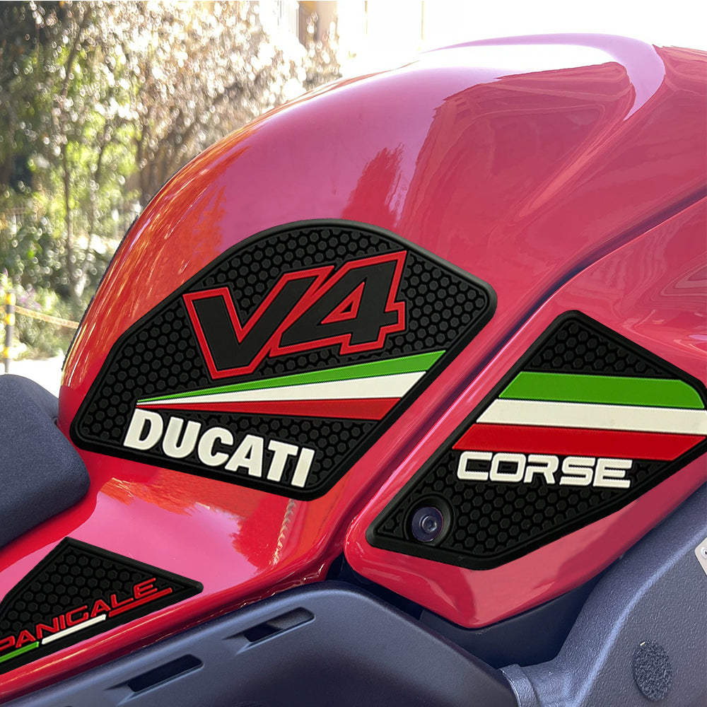 Ducati Panigale V4 V4S V4R V4SP2 Rubber Anti-Slip Tank Pad Kit 2022+ 丨 Center Pad and Side Grips