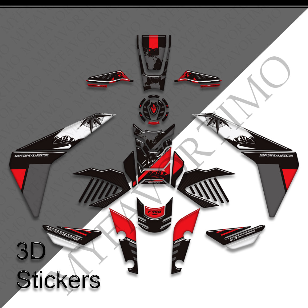 BMW F450GS 2026‑2027 Stickers Decals | 3D Epoxy Resin Tank Pad Fender Fairing Handguard Protection Kit