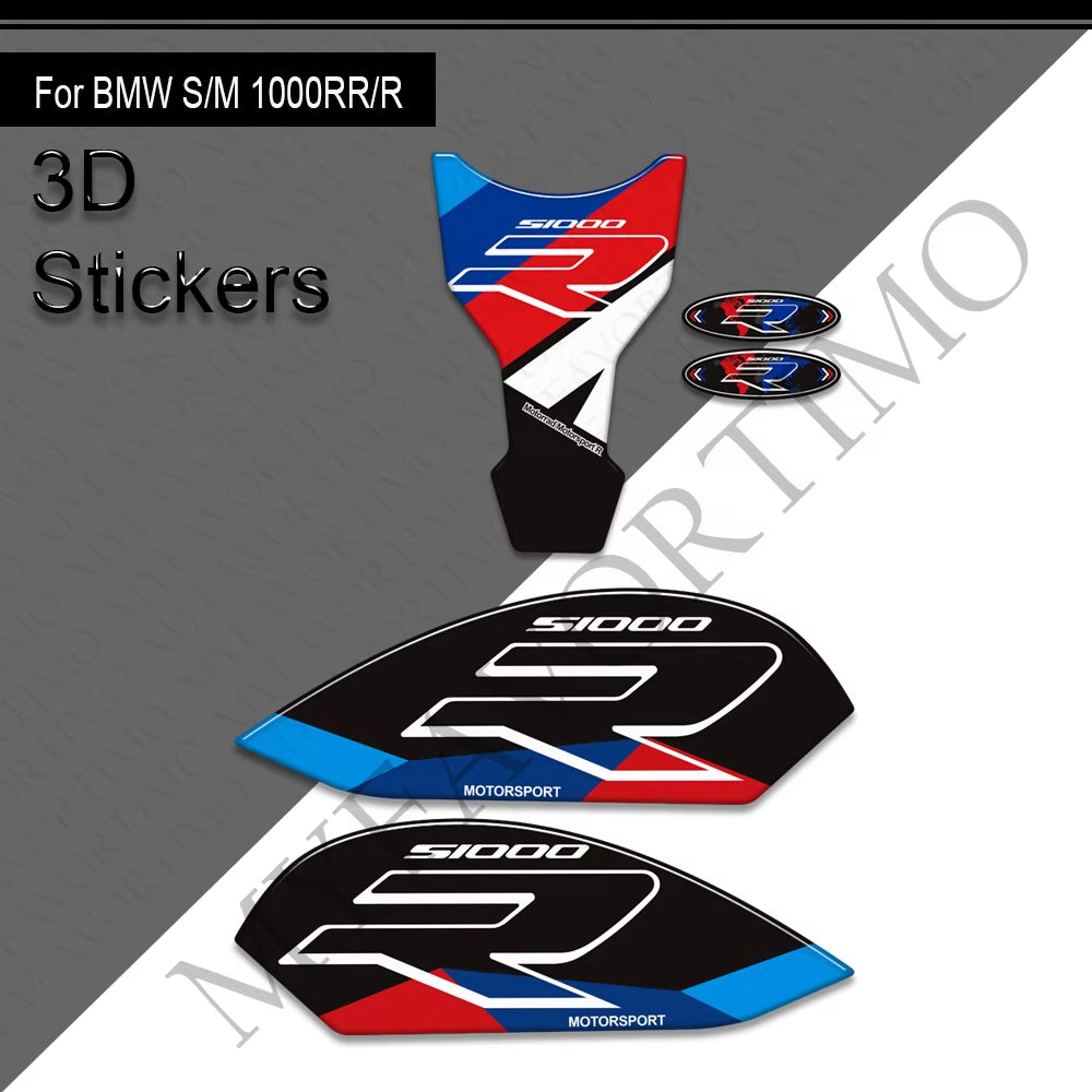 BMW S1000RR S1000R 3D Epoxy Tank Decals Kit 2021-2025 丨 Center Pad and Side Stickers
