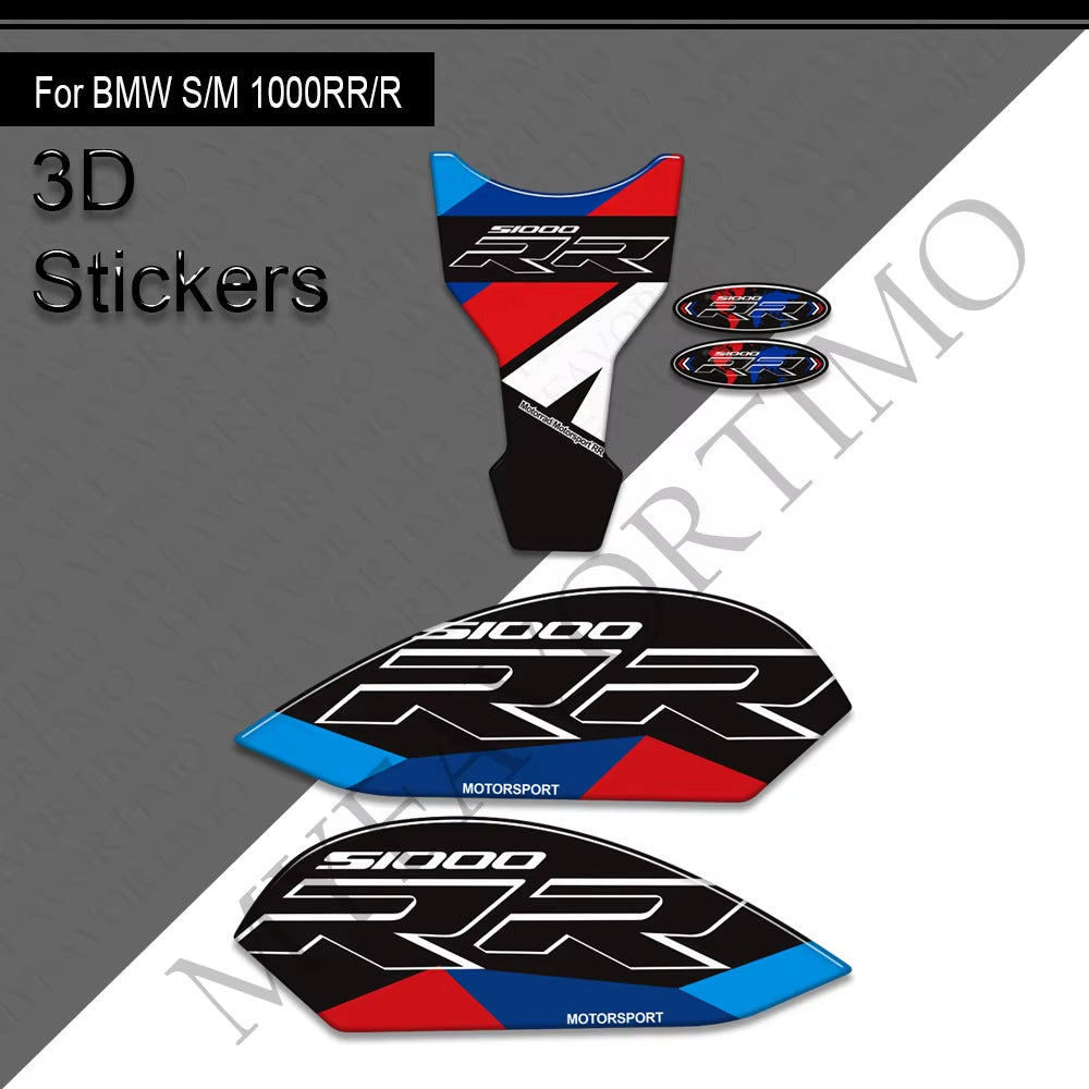 BMW S1000RR S1000R 3D Epoxy Tank Decals Kit 2021-2025 丨 Center Pad and Side Stickers