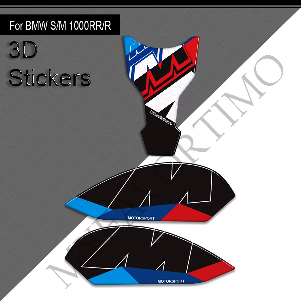 BMW S1000RR S1000R 3D Epoxy Tank Decals Kit 2021-2025 丨 Center Pad and Side Stickers