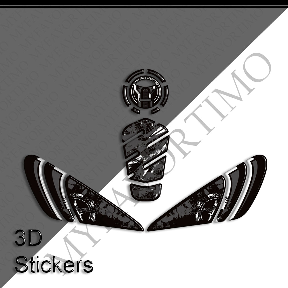 Honda Rebel 250 300 500 3D Epoxy Tank Decals Kit 丨 Fuel Cap and Side Stickers