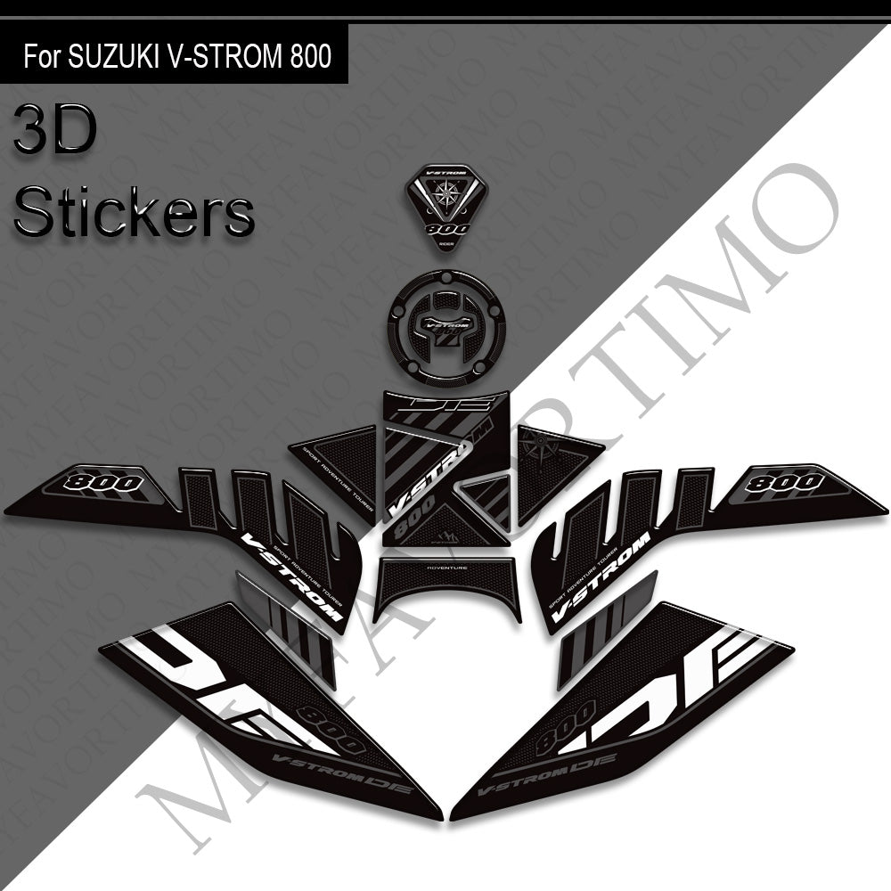Suzuki V-Strom 800DE 3D Epoxy Tank Decals Kit 2023-2025 丨 Center Pad and Side Stickers
