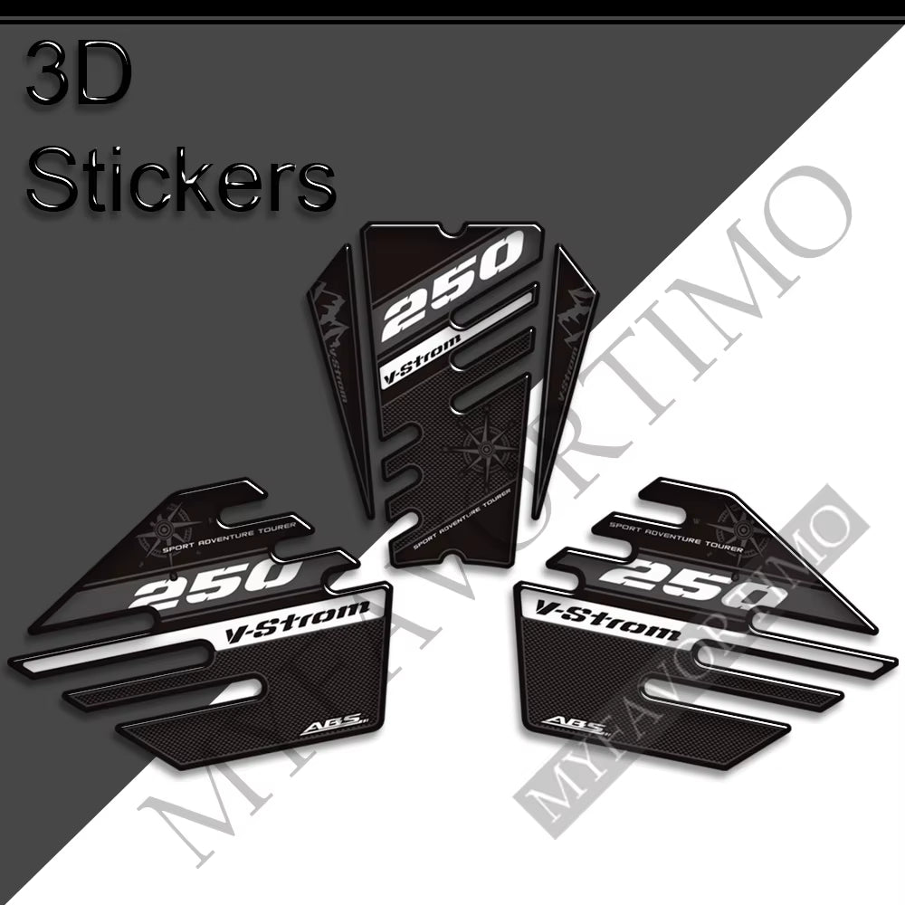 Suzuki V-Strom DL250 SX 3D Epoxy Tank Decals Kit 2022-2025 丨 Center and Side Stickers