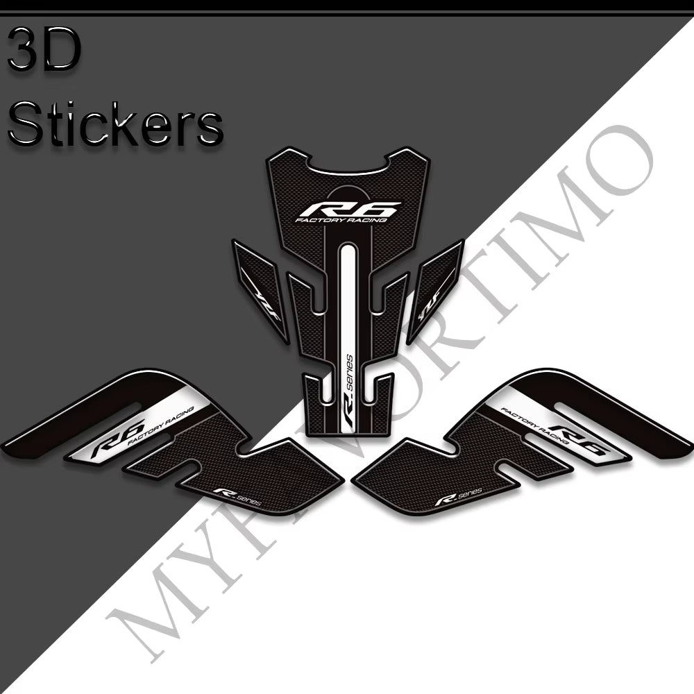 Yamaha YZF-R6 3D Epoxy Tank Decals Kit 2017-2022 丨 Center and Side Stickers