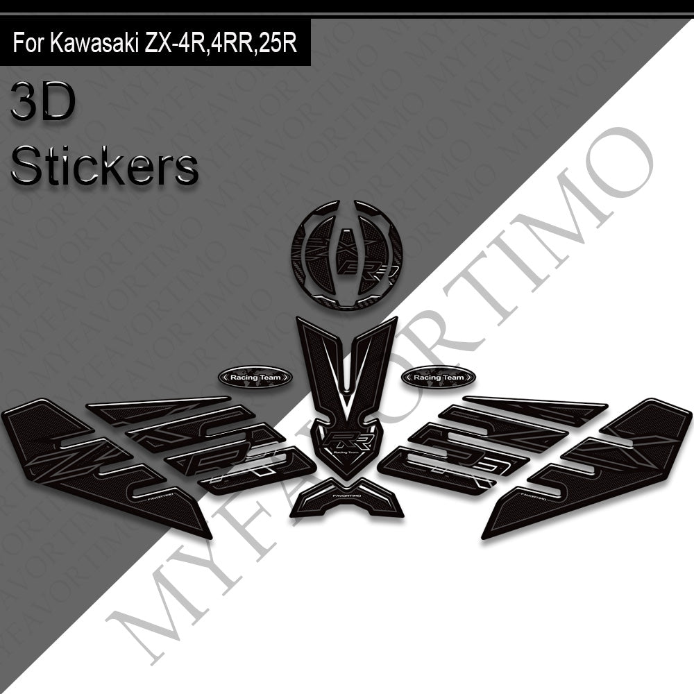 Kawasaki Ninja ZX-4R ZX-4RR ZX-25R Decals Kit 丨 Tank Pad and Side Stickers