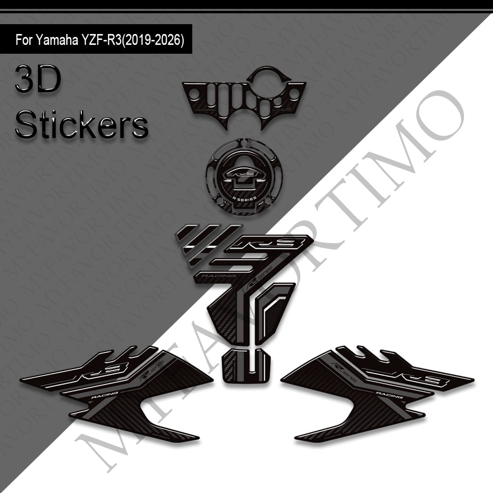 Yamaha YZF-R3 Decals Kit 2017-2026 丨 Tank Pad and Key Zone Stickers