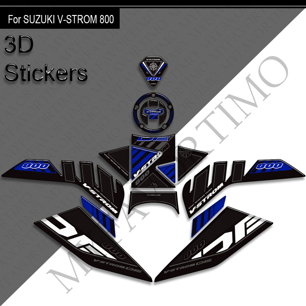 Suzuki V-Strom 800DE 3D Epoxy Tank Decals Kit 2023-2025 丨 Center Pad and Side Stickers