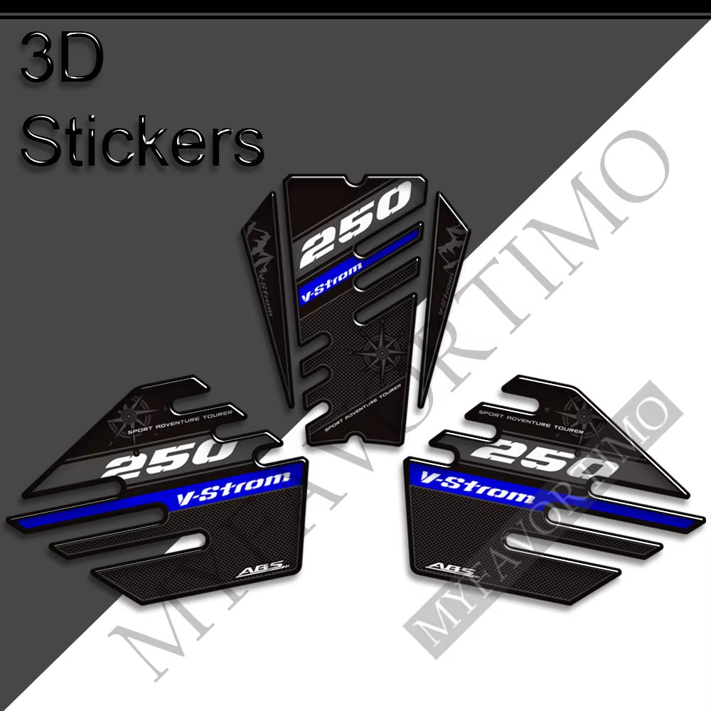 Suzuki V-Strom DL250 SX 3D Epoxy Tank Decals Kit 2022-2025 丨 Center and Side Stickers