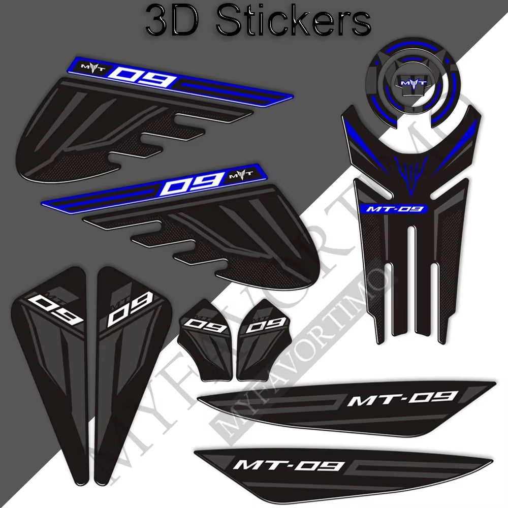 Yamaha MT-09 MT-09 SP FZ-09 3D Epoxy Tank Decals Kit 2021-2022 丨 Fuel Cap and Side Stickers
