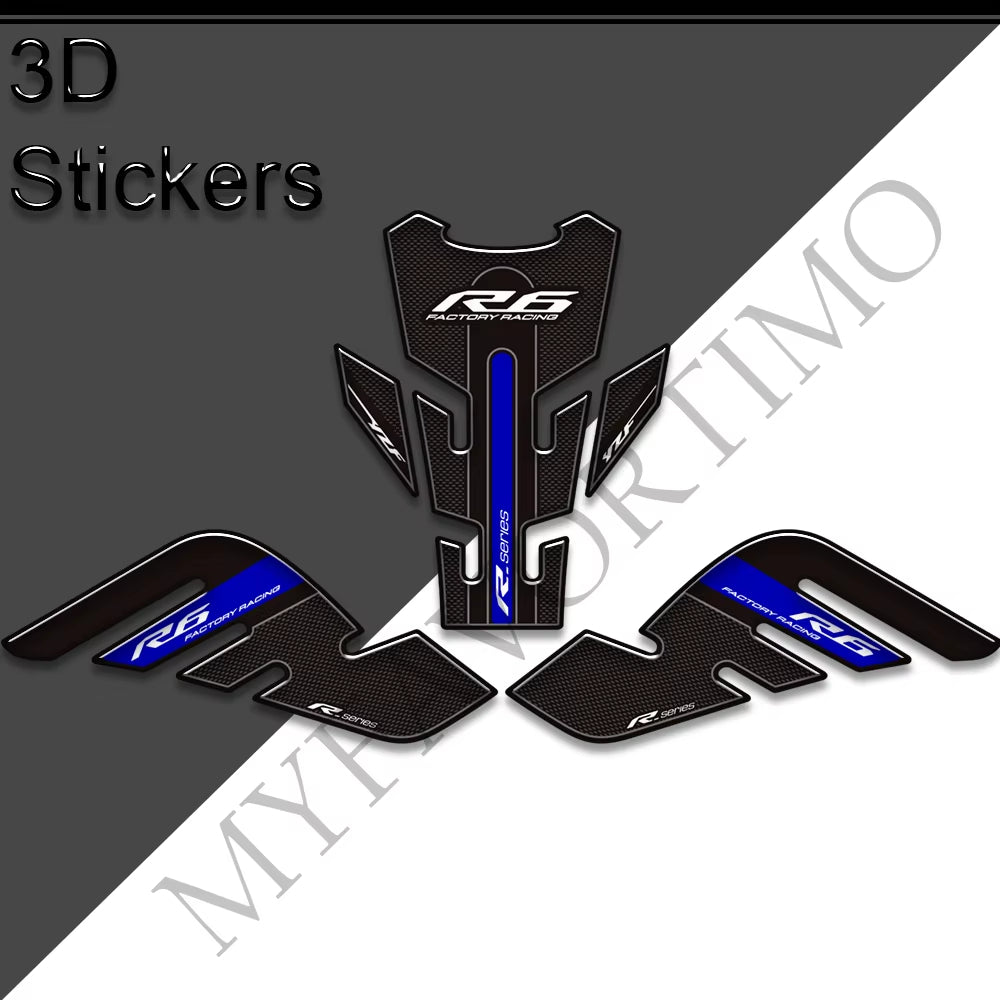 Yamaha YZF-R6 3D Epoxy Tank Decals Kit 2017-2022 丨 Center and Side Stickers