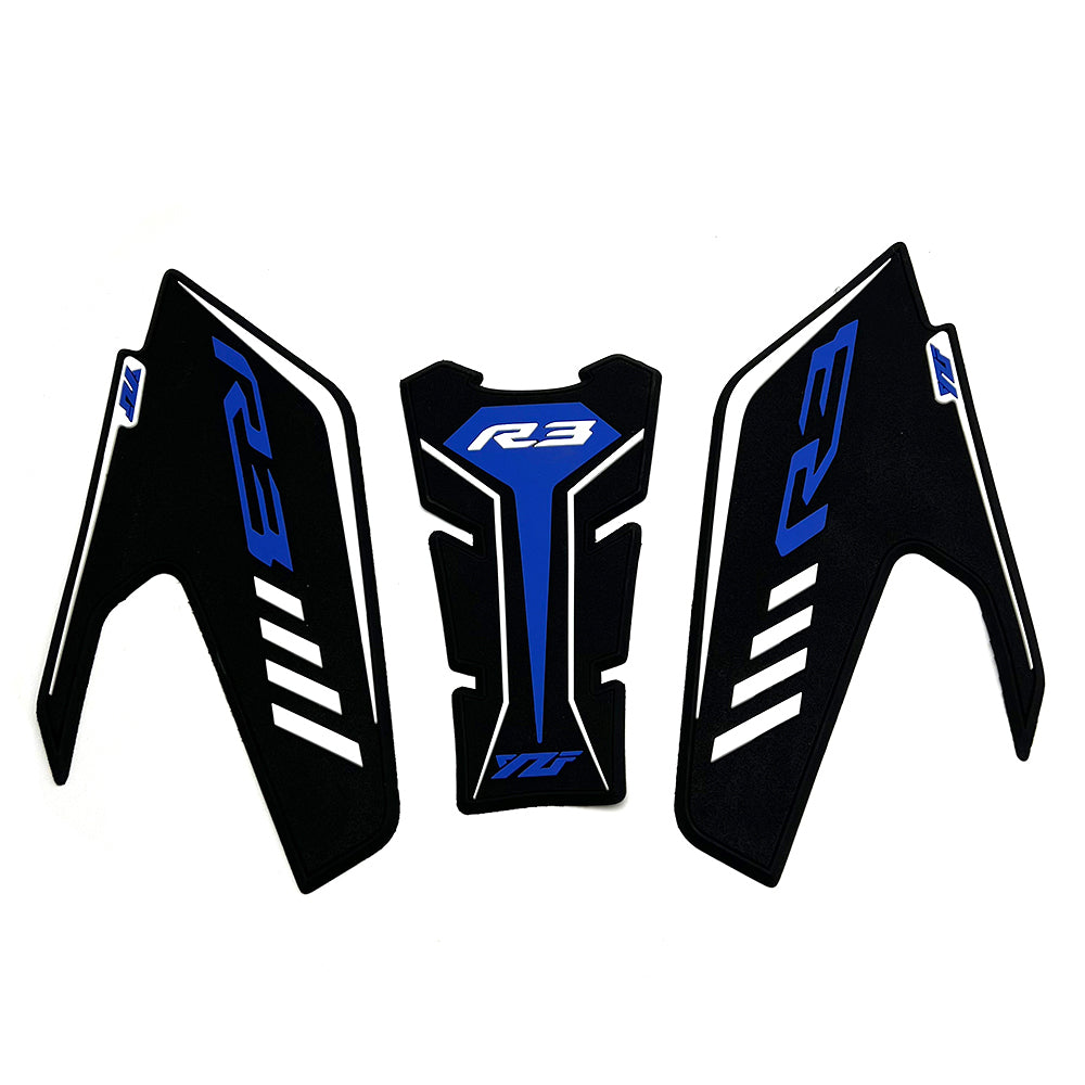 Yamaha YZF-R3 Rubber Anti-Slip Tank Pad Kit 2019-2024 丨 Center Pad and Side Grips
