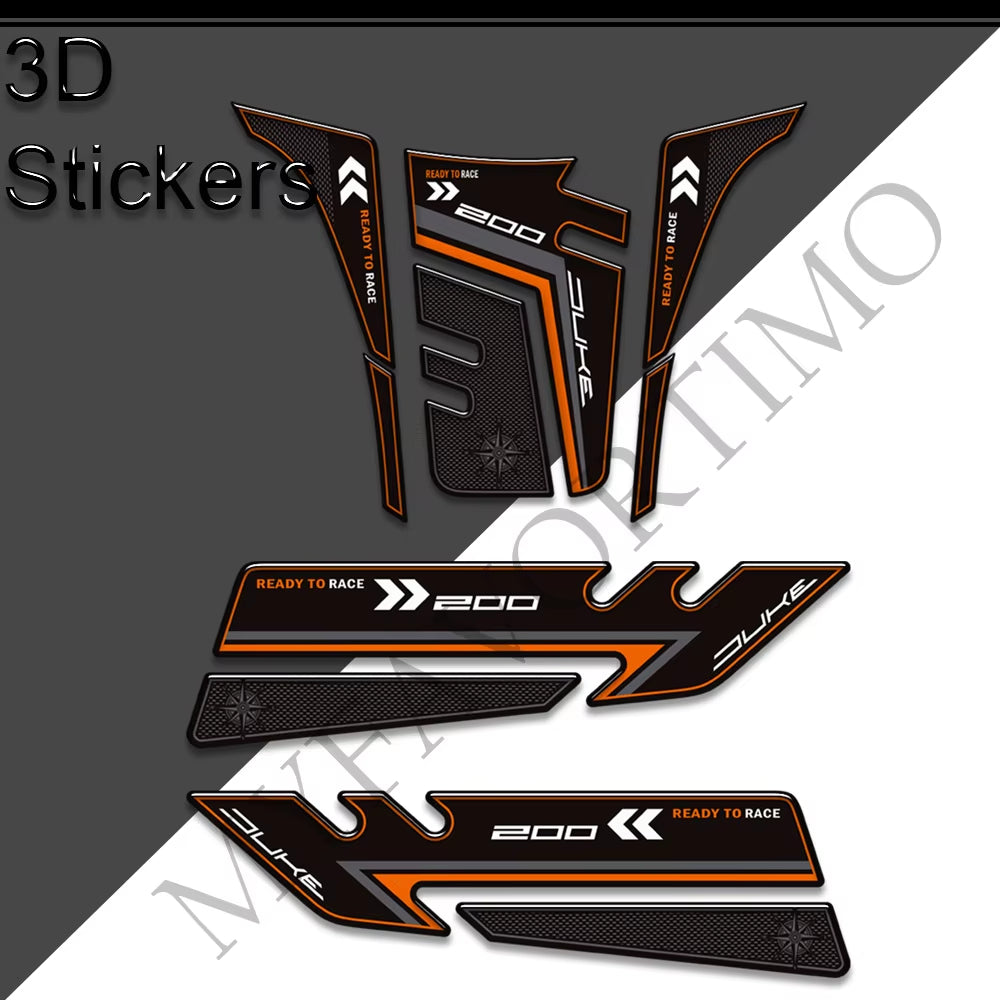 KTM Duke 125 200 3D Epoxy Tank Pad Kit 丨 Center and Side Stickers