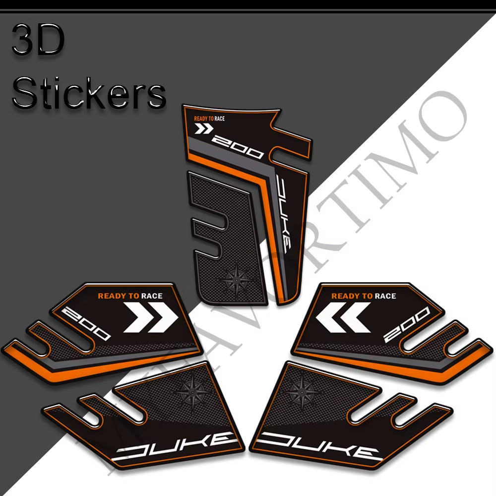 KTM Duke 125 200 3D Epoxy Tank Pad Kit 丨 Center and Side Stickers