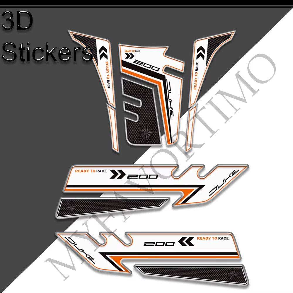KTM Duke 125 200 3D Epoxy Tank Pad Kit 丨 Center and Side Stickers