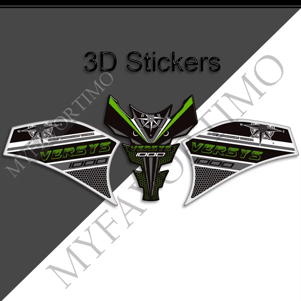 Kawasaki Versys 1000 SE LT 3D Epoxy Tank Decals Kit 丨 Center and Side Stickers