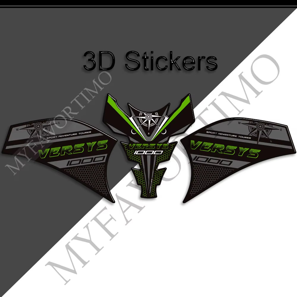 Kawasaki Versys 1000 SE LT 3D Epoxy Tank Decals Kit 丨 Center and Side Stickers