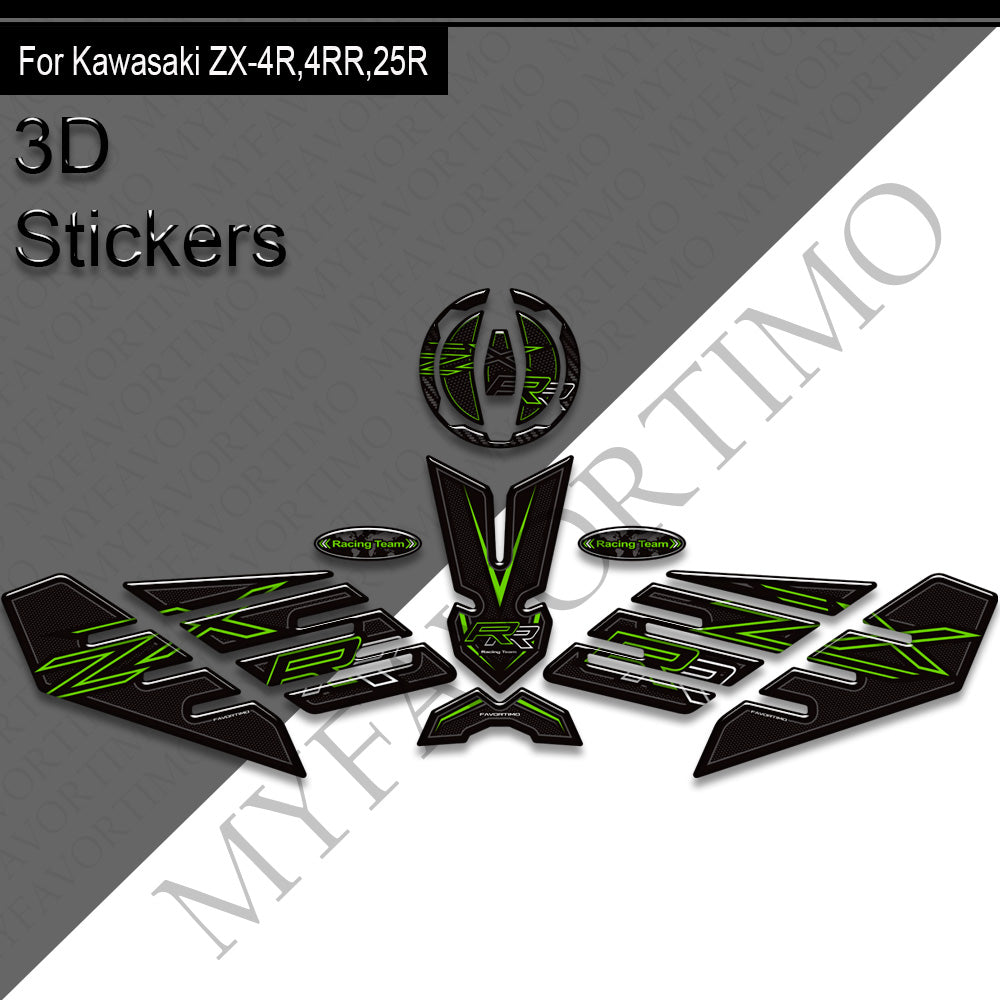 Kawasaki Ninja ZX-4R ZX-4RR ZX-25R Decals Kit 丨 Tank Pad and Side Stickers